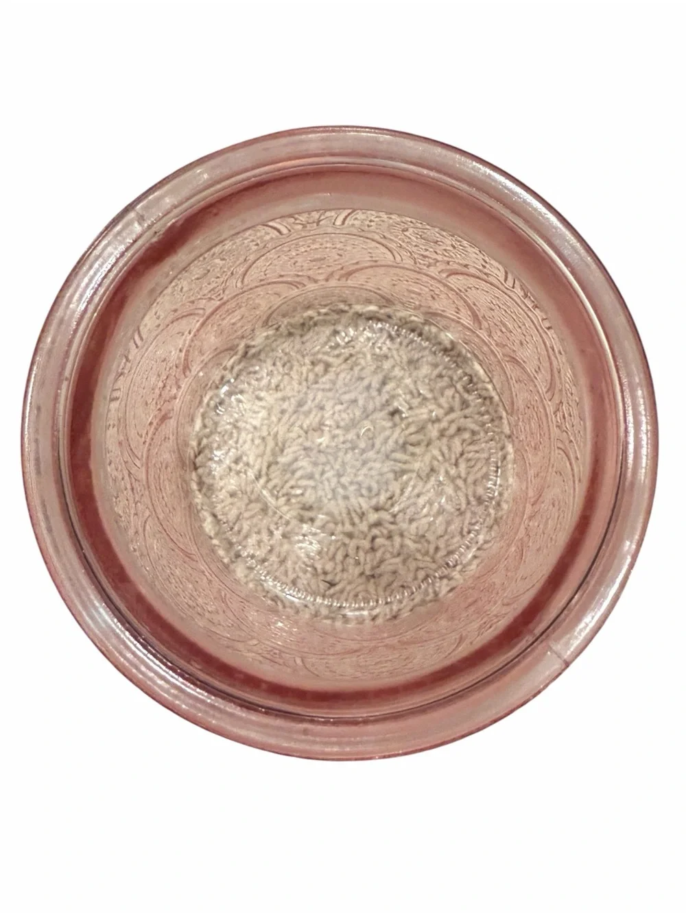 Large Pink Pressed Medallion Glass Round Jar Canister w/ Handle Lid 8in Height